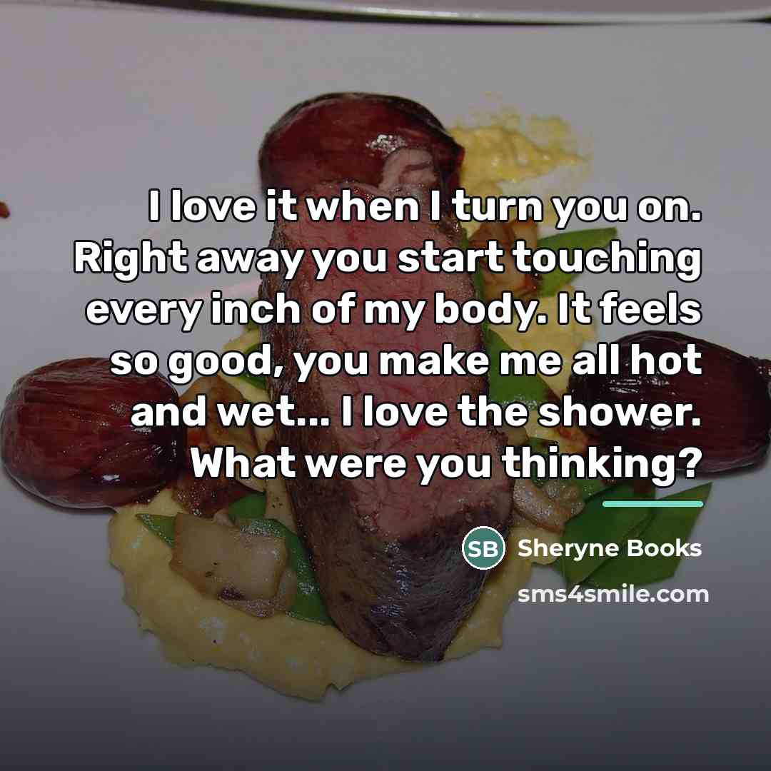 “I love it when I turn you on. Right away…” quote by Sheryne Books