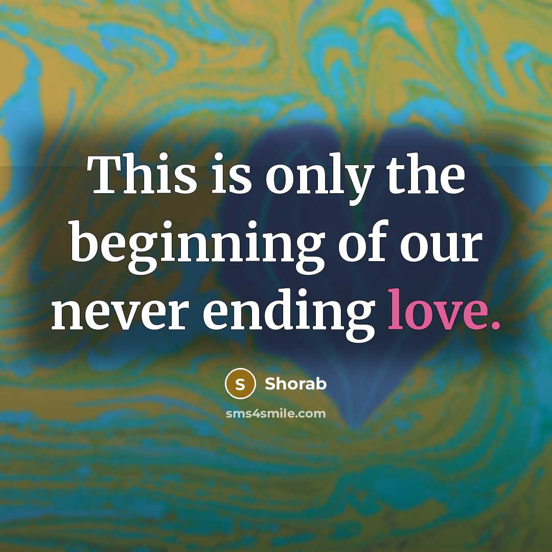 “This is only the beginning of our never ending love.” quote by Shorab