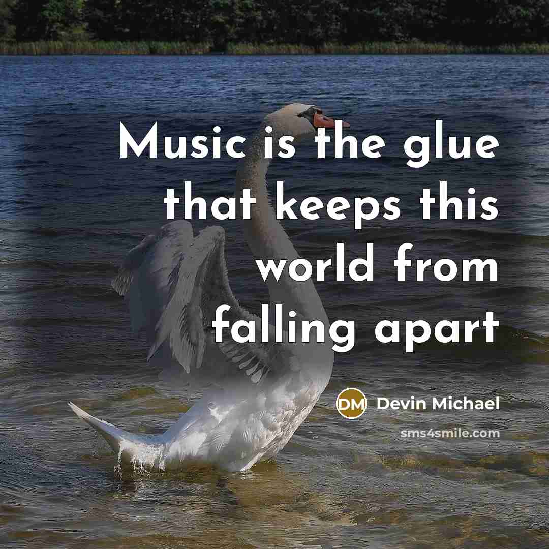 “Music is the glue that keeps this world from falling apart” quote by Devin Michael