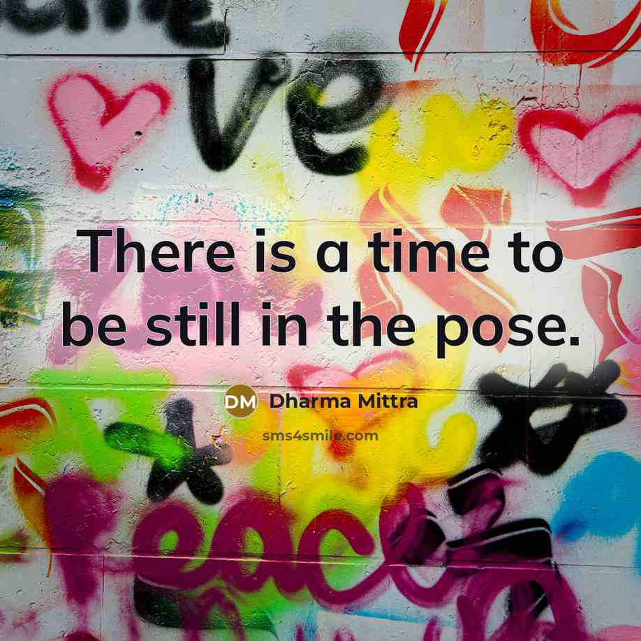 “There is a time to be still in the pose.…” quote by Dharma Mittra
