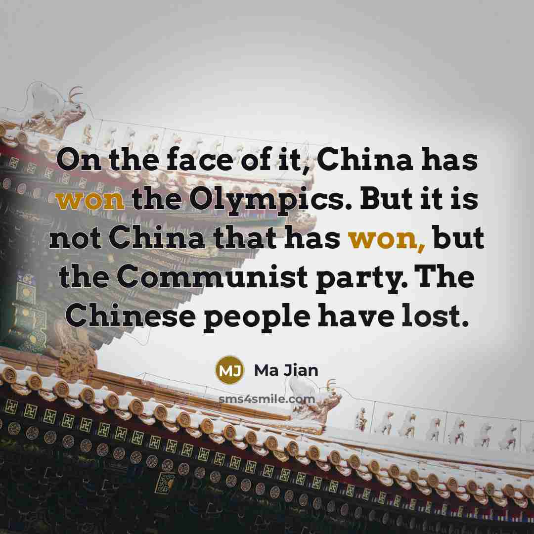 “On the face of it, China has won the Olympics.…” quote by Ma Jian