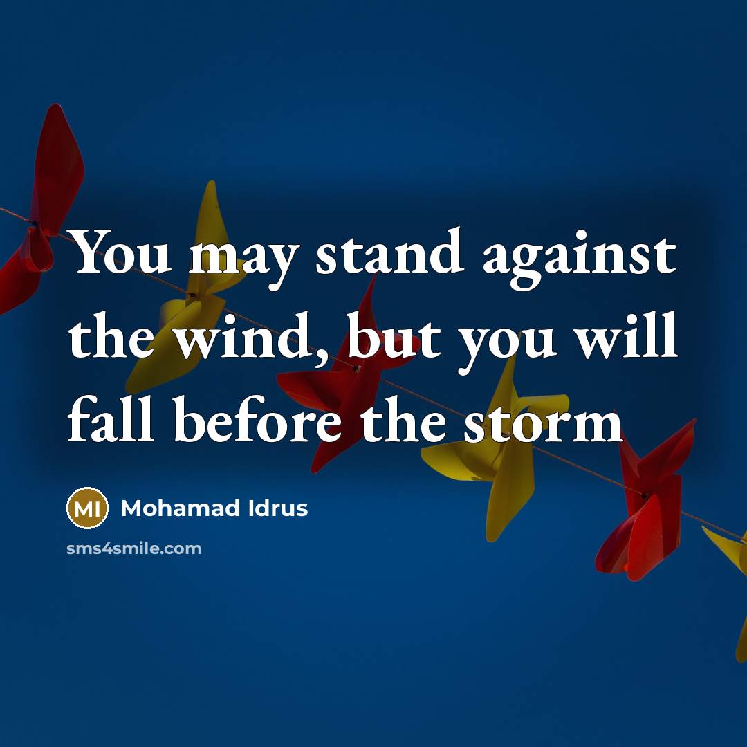 “You may stand against the wind, but you will fall…” quote by Mohamad Idrus