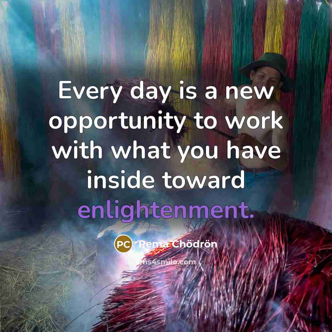 “Every day is a new opportunity to work with what…” quote by Pema Chodron