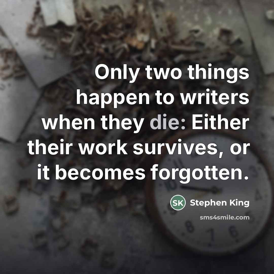 “Only two things happen to writers when they die: Either…” quote by Stephen King