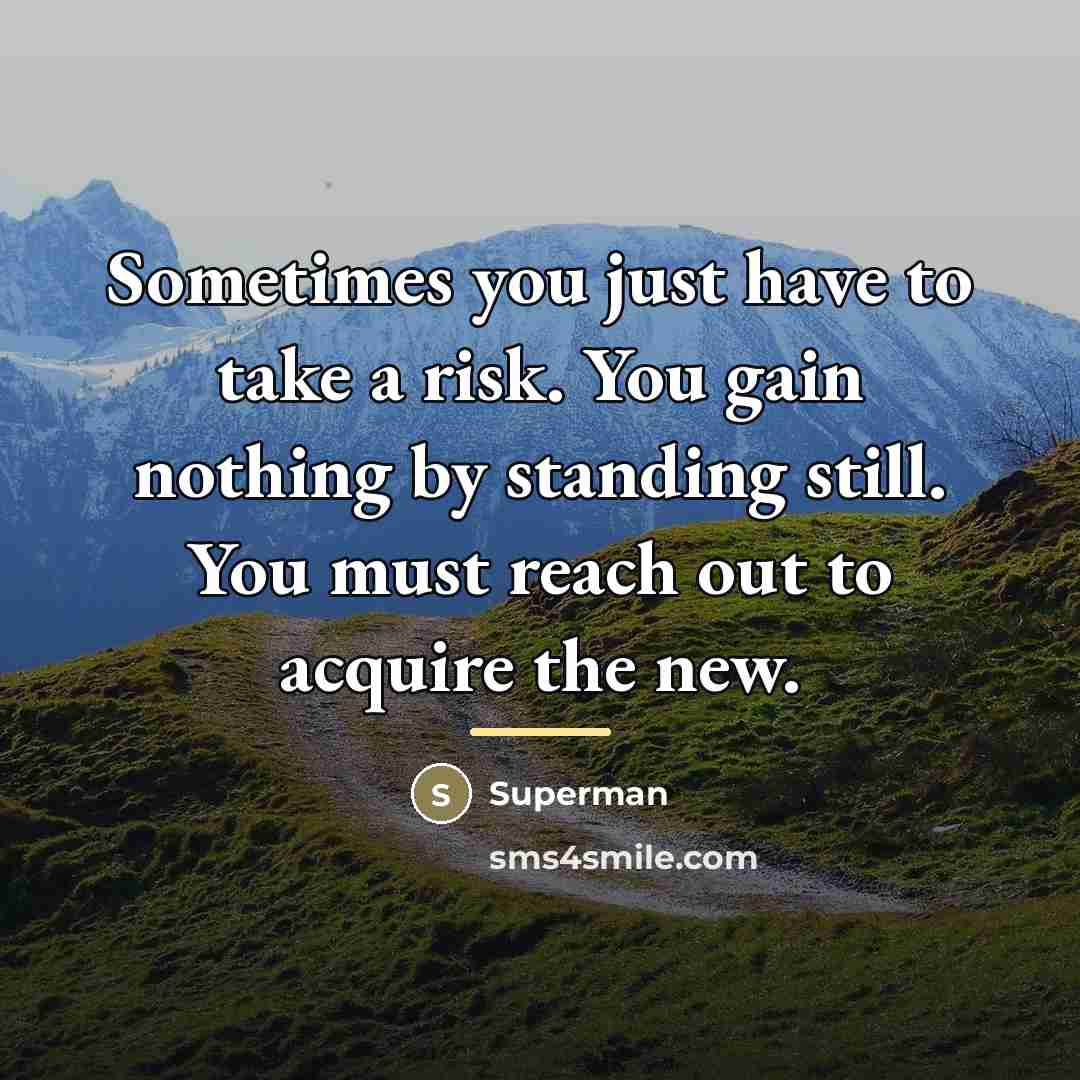 “Sometimes you just have to take a risk. You gain…” quote by Superman
