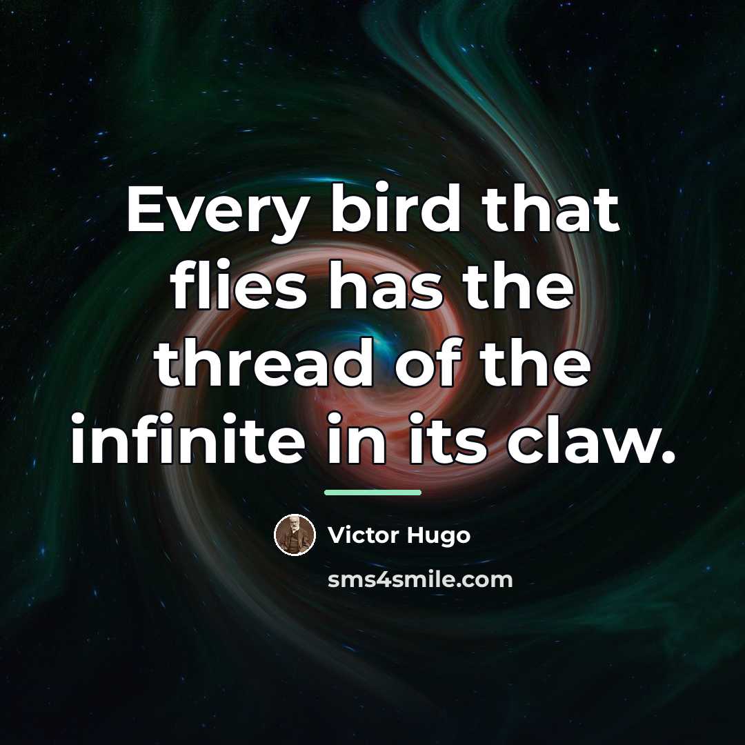 “Every bird that flies has the thread of the infinite…” quote by Victor Hugo