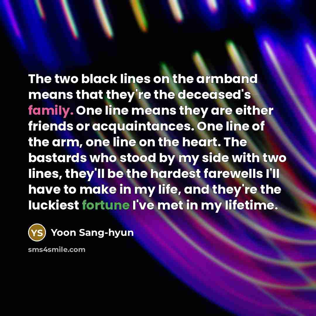 “The two black lines on the armband means that they're…” quote by Yoon Sang-hyun