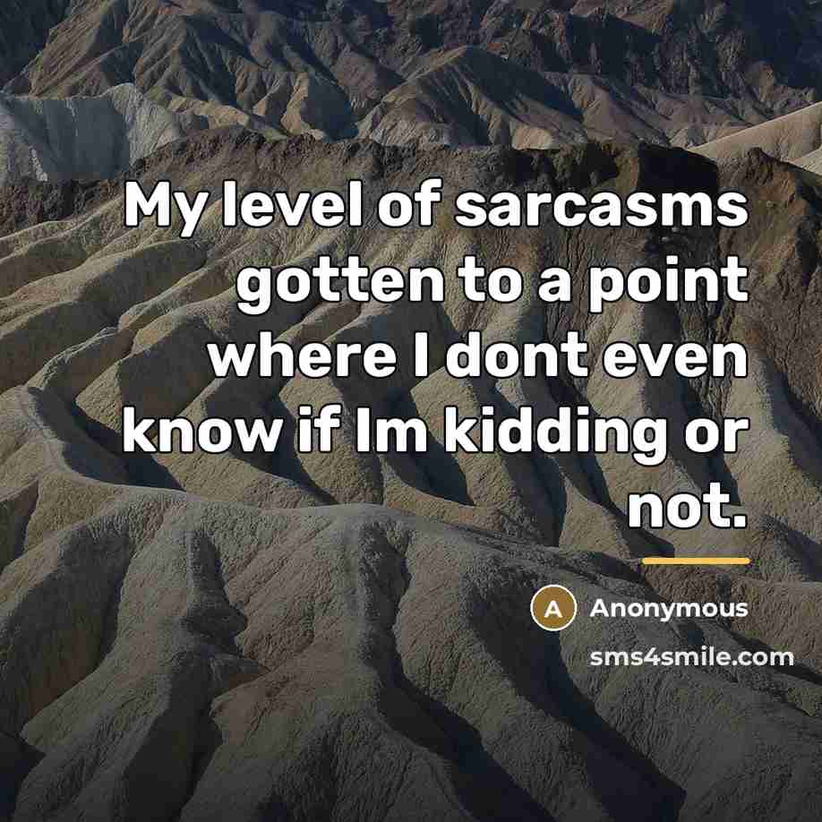 “My level of sarcasms gotten to a point where I…” quote by Anonymous
