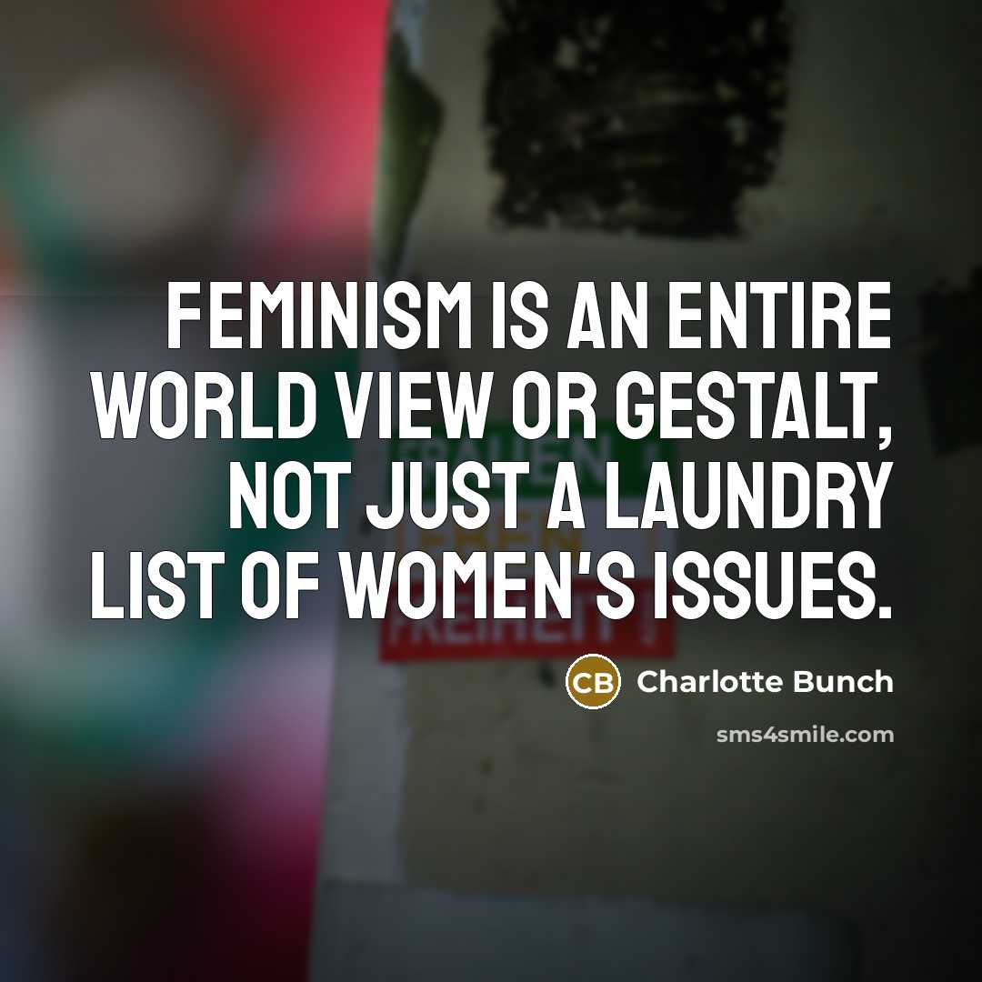 “Feminism is an entire world view or gestalt, not just…” quote by Charlotte Bunch