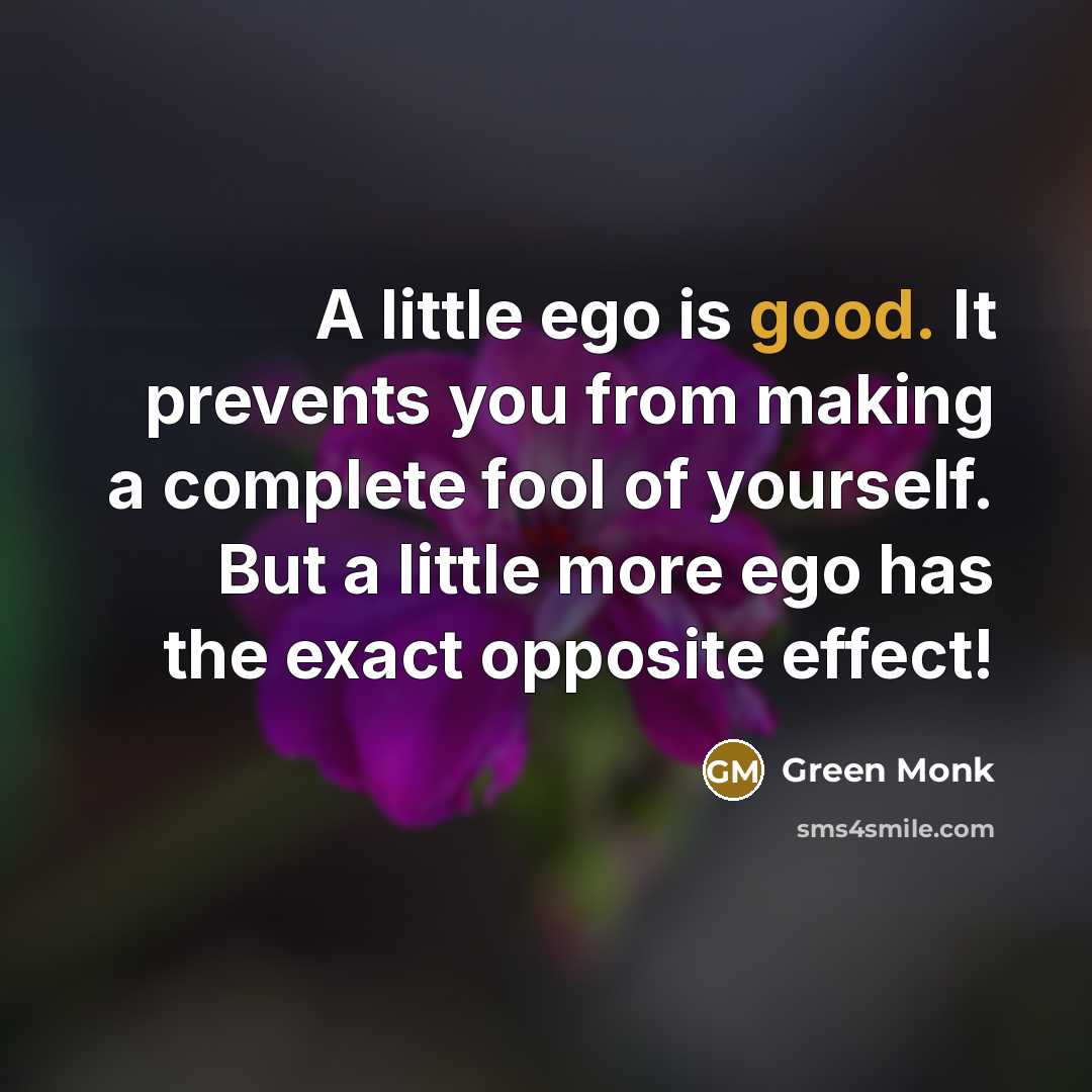 “A little ego is good. It prevents you from making…” quote by Green Monk
