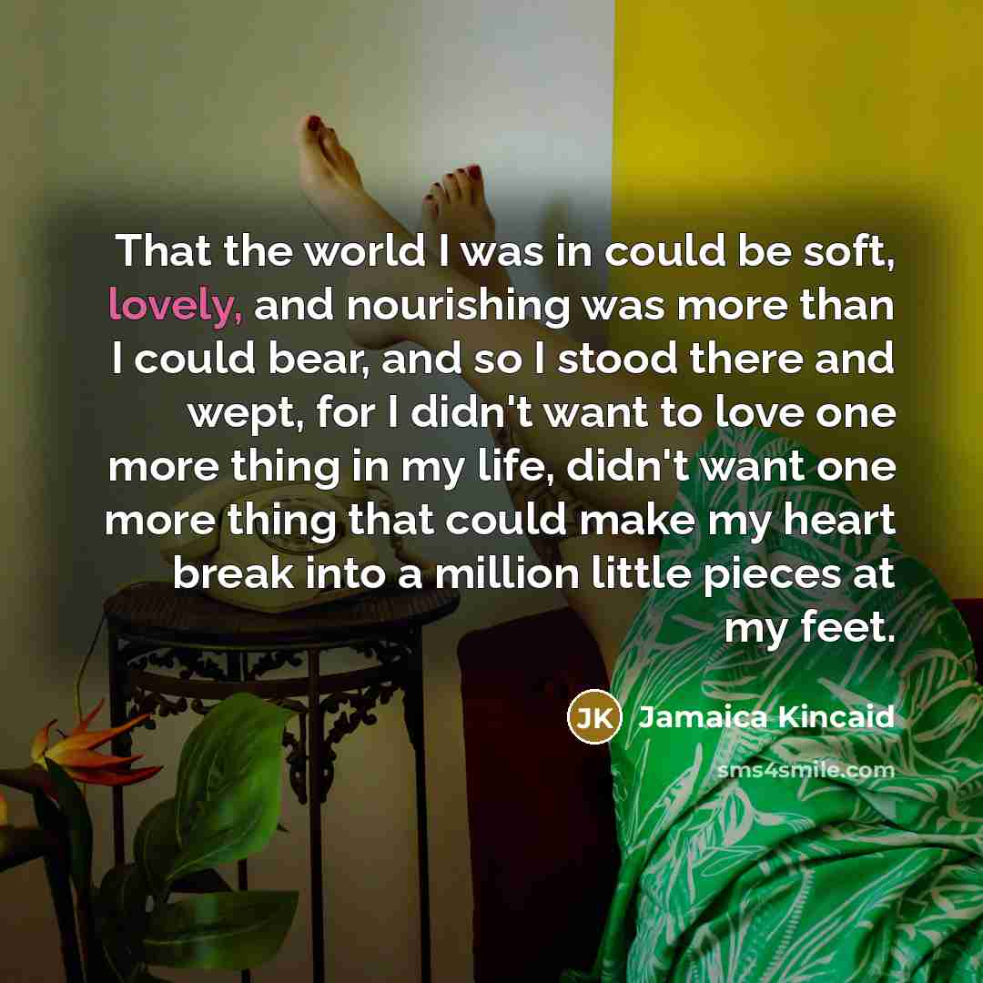 “That the world I was in could be soft, lovely,…” quote by Jamaica Kincaid