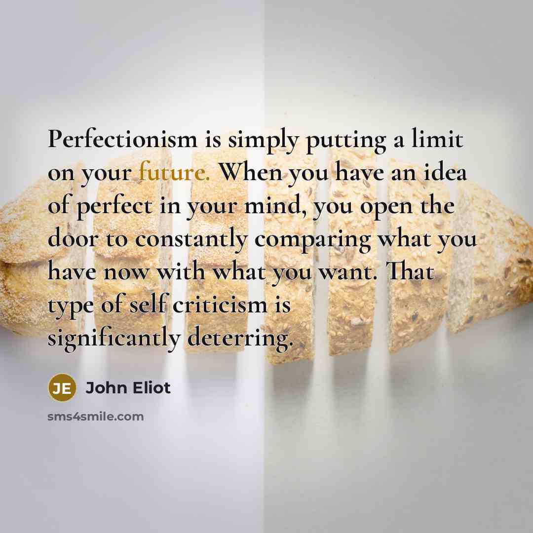 “Perfectionism is simply putting a limit on your future. When…” quote by John Eliot