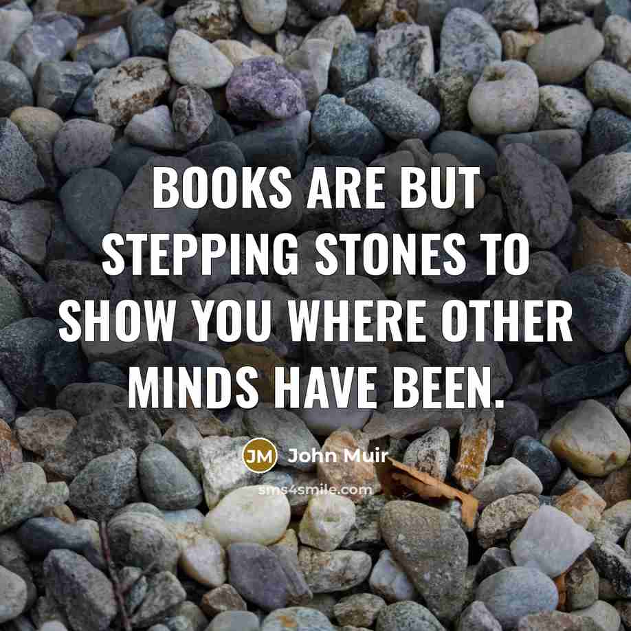 “Books are but stepping stones to show you where other…” quote by John Muir