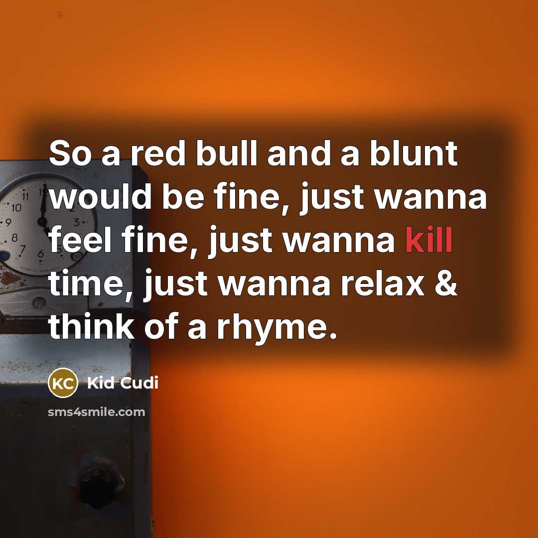“So a red bull and a blunt would be fine,…” quote by Kid Cudi