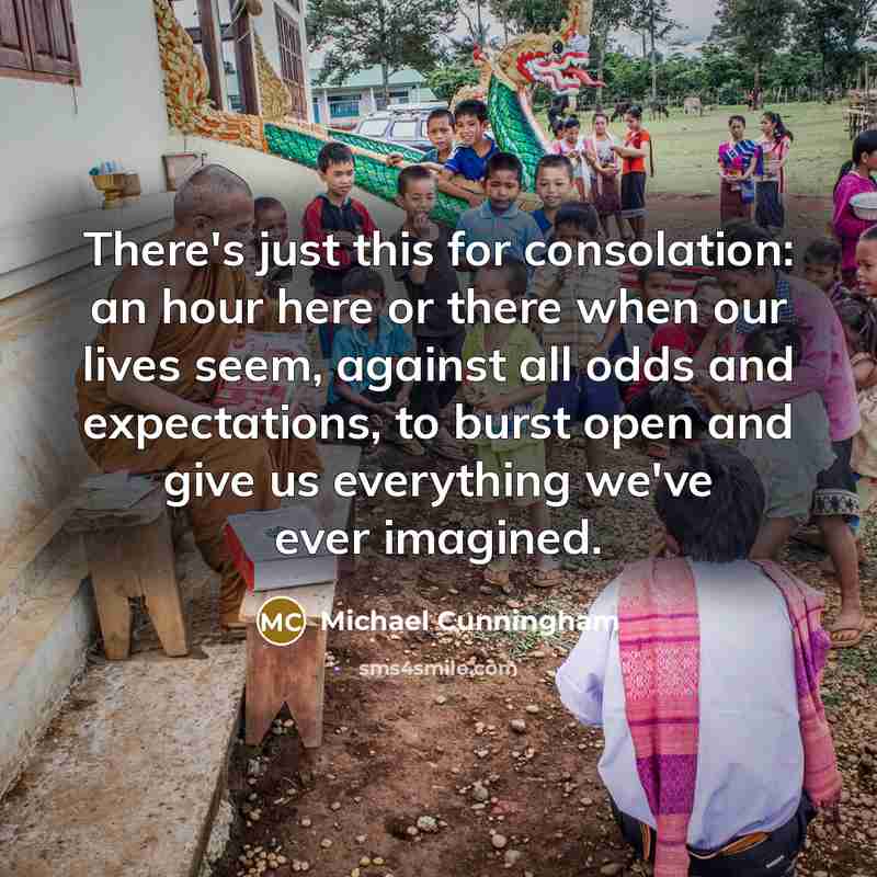 “There's just this for consolation: an hour here or there…” quote by Michael Cunningham