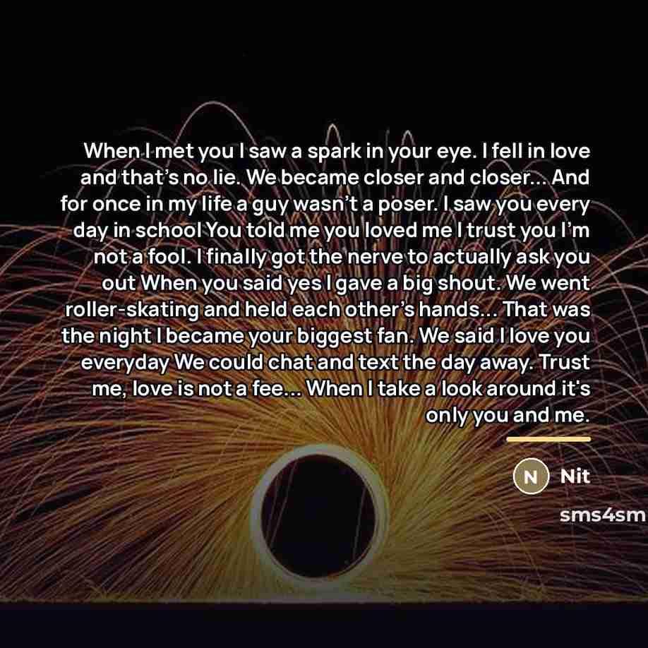 “When I met you I saw a spark in your…” quote by Nit