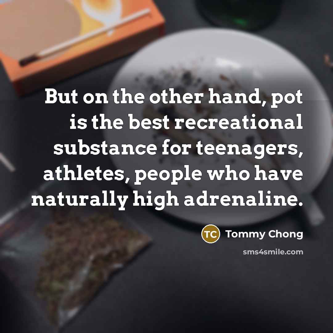 “But on the other hand, pot is the best recreational…” quote by Tommy Chong