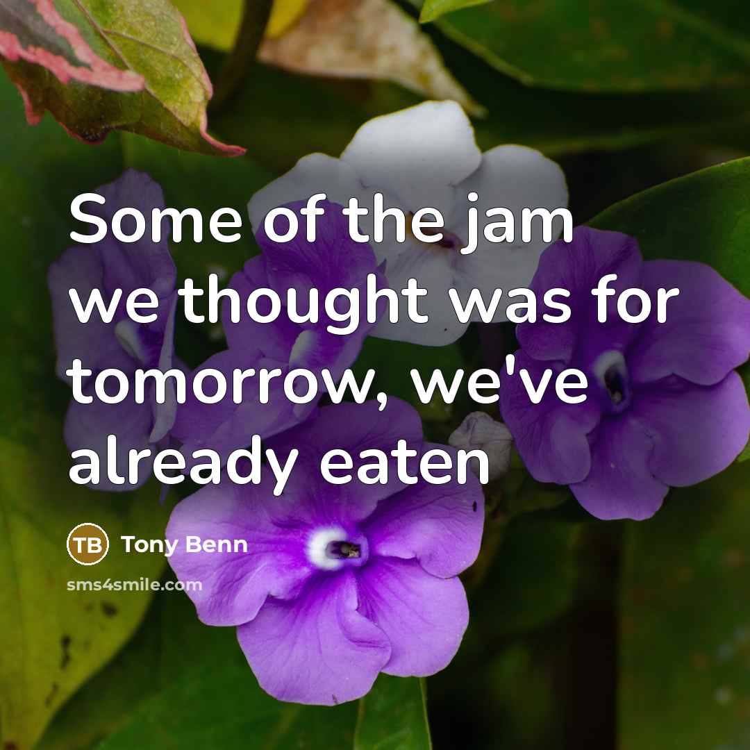 “Some of the jam we thought was for tomorrow, we've…” quote by Tony Benn