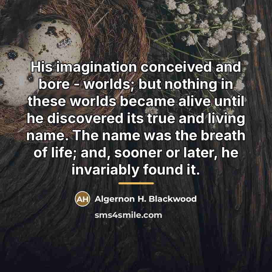 “His imagination conceived and bore - worlds; but nothing in…” quote by Algernon H. Blackwood
