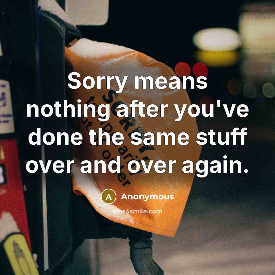 “Sorry means nothing after you've done the same stuff over and over again.” quote by Anonymous