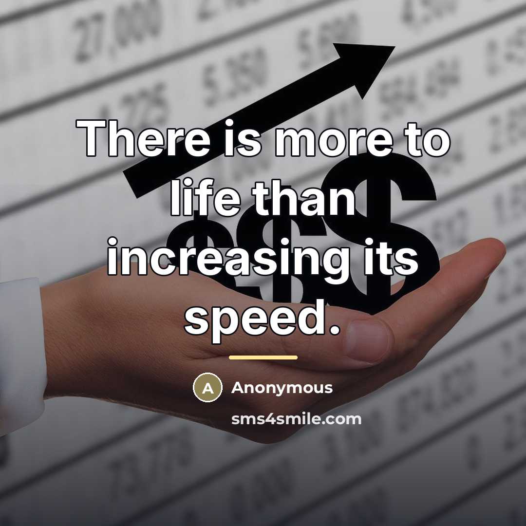 “There is more to life than increasing its speed.…” quote by Anonymous