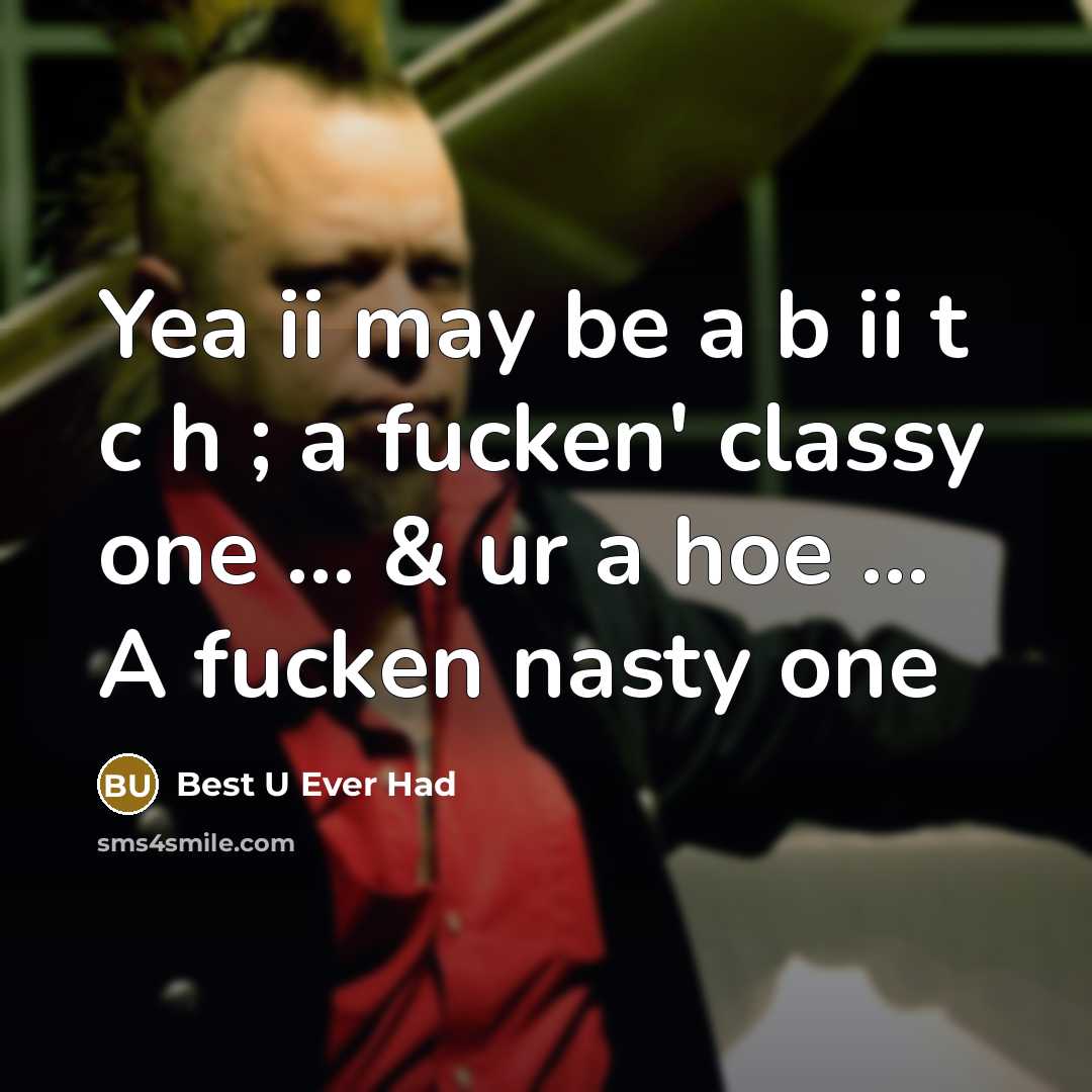 “Yea ii may be a b ii t c h ; a fucken' classy one ... & ur a hoe ... A fucken nasty one” quote by Best U Ever Had