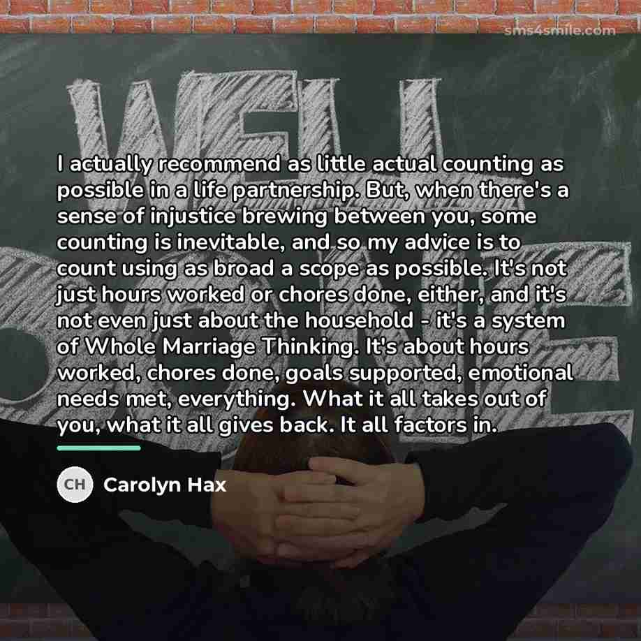 “I actually recommend as little actual counting as possible in…” quote by Carolyn Hax