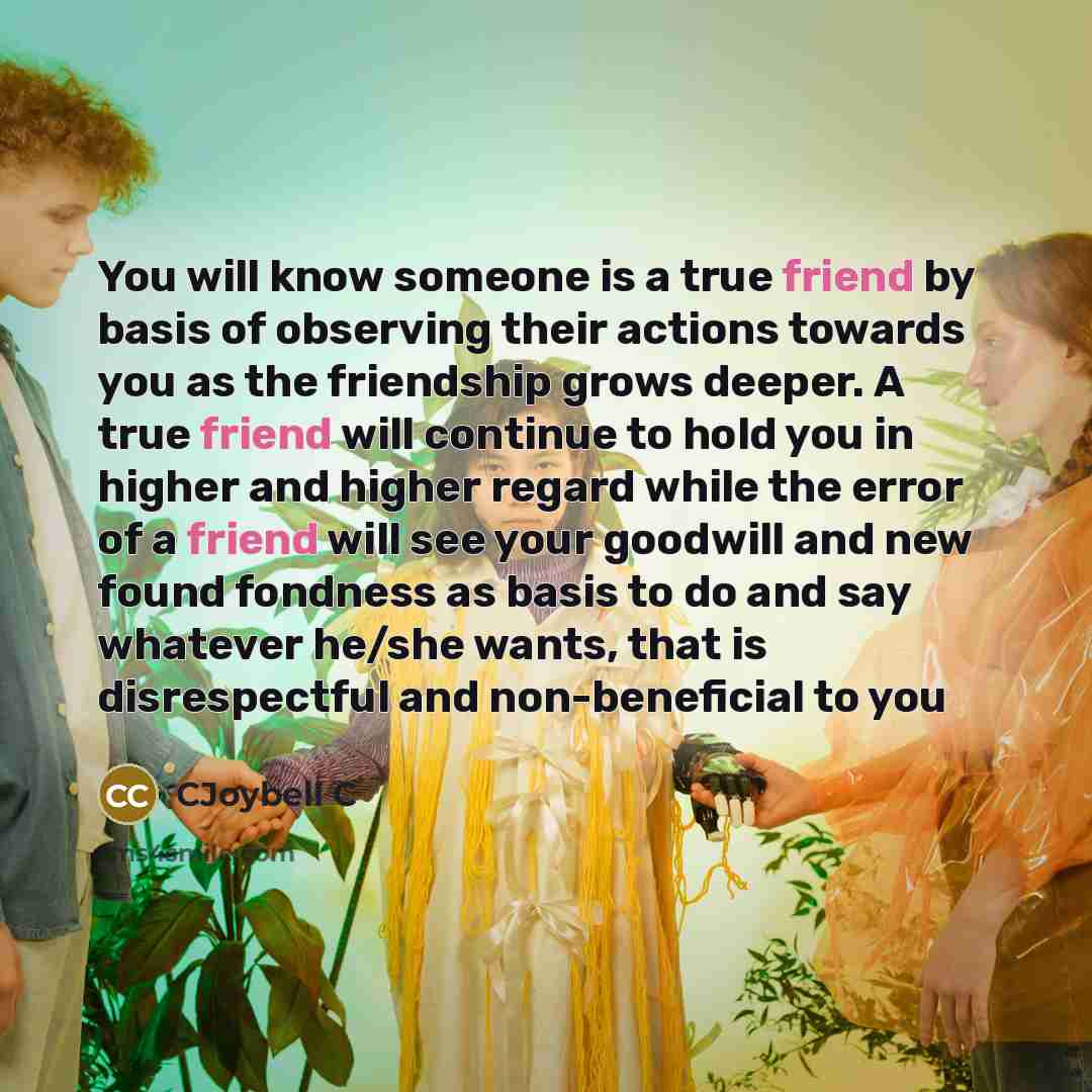 “You will know someone is a true friend by basis…” quote by CJoybell C
