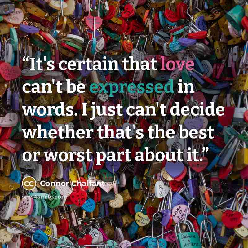 “It's certain that love can't be expressed in words. I just can't decide whether that's the best or worst part about it.” quote by Connor Chalfant