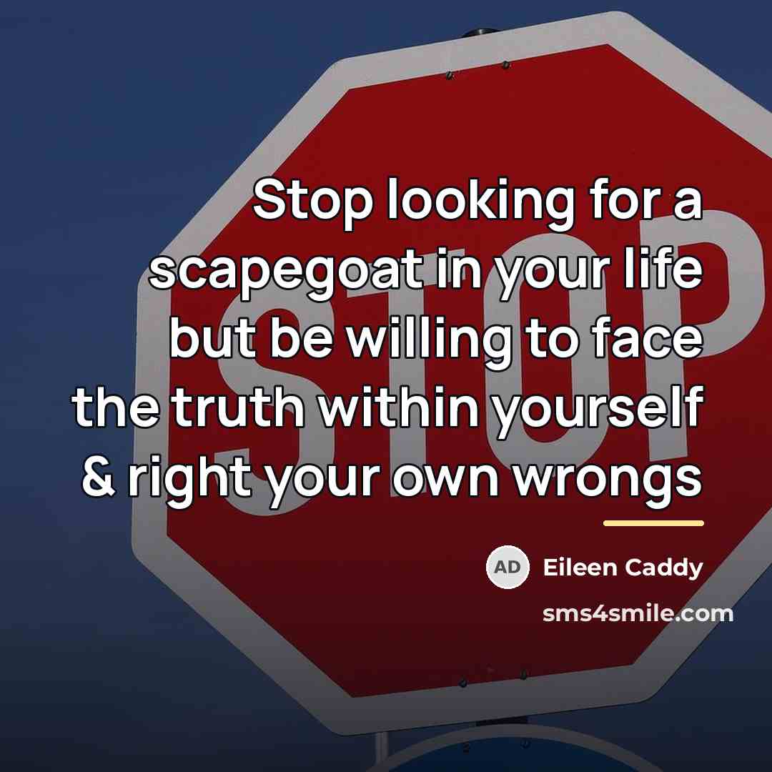 “Stop looking for a scapegoat in your life but be…” quote by Eileen Caddy