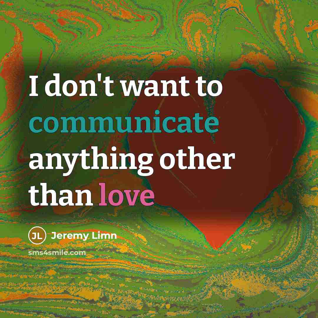 “I don't want to communicate anything other than love” quote by Jeremy Limn