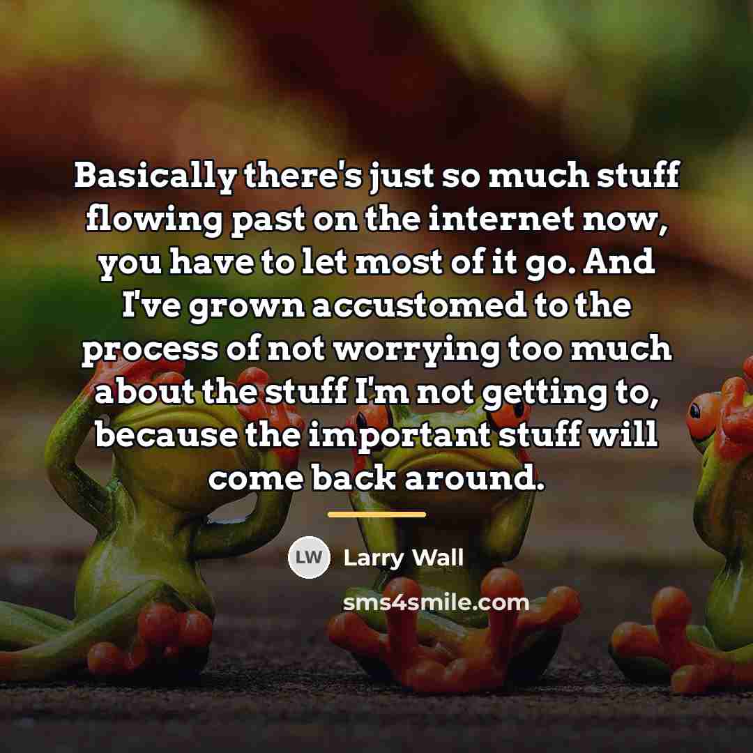 “Basically there's just so much stuff flowing past on the…” quote by Larry Wall