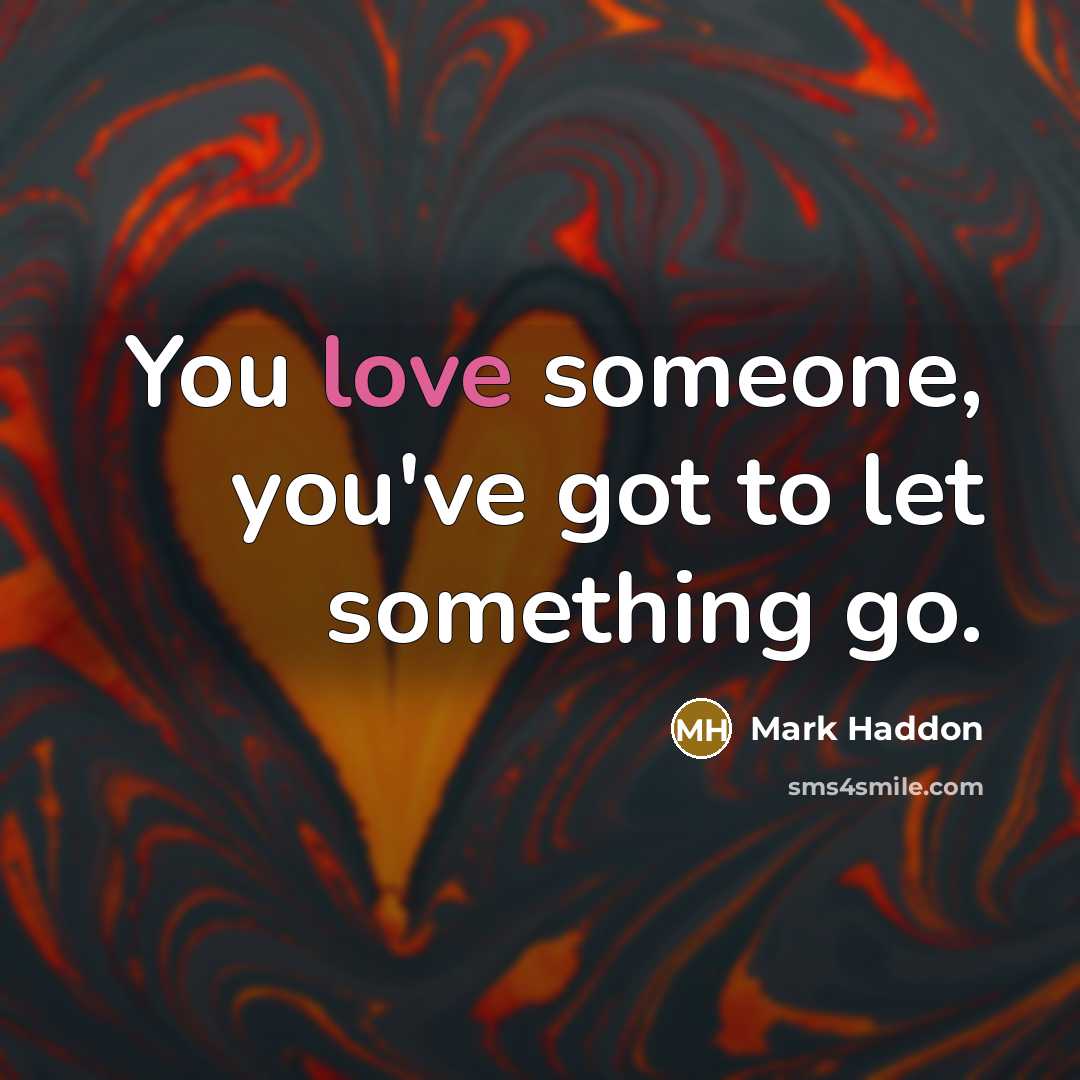 “You love someone, you've got to let something go.…” quote by Mark Haddon