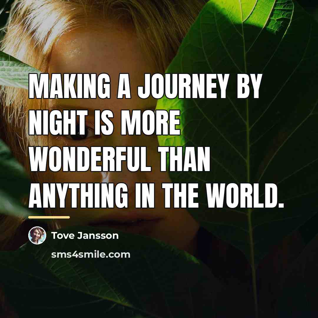 “Making a journey by night is more wonderful than anything…” quote by Tove Jansson