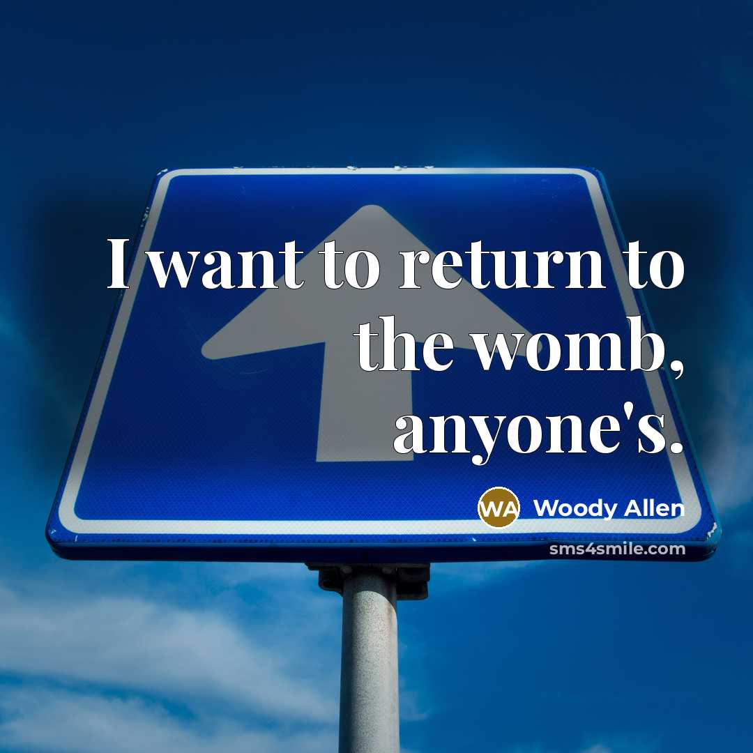 “I want to return to the womb, anyone's.…” quote by Woody Allen