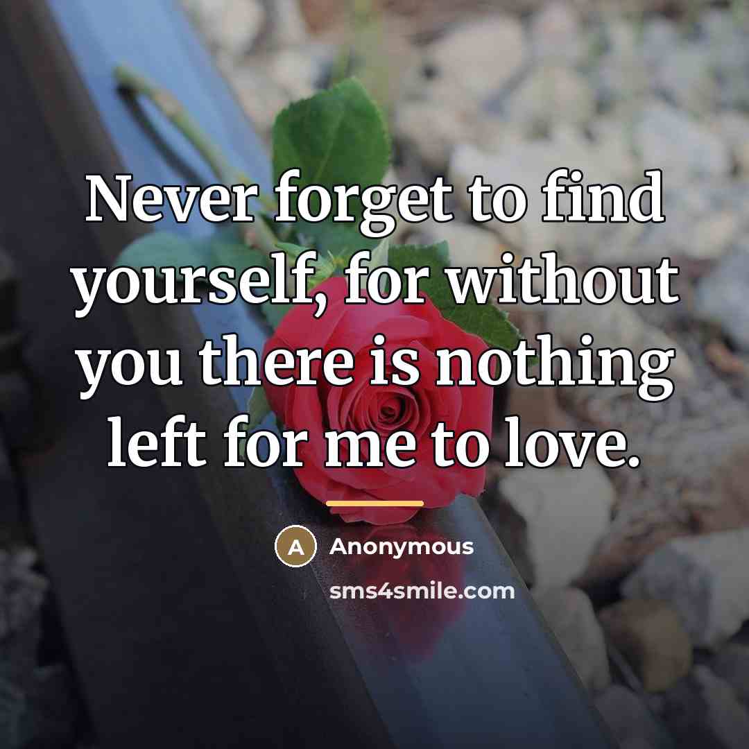 “Never forget to find yourself, for without you there is…” quote by Anonymous