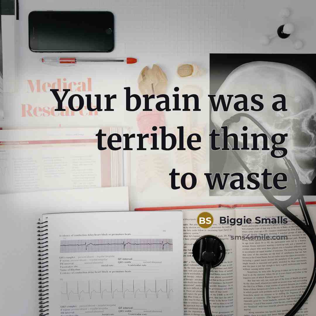 “Your brain was a terrible thing to waste…” quote by Biggie Smalls