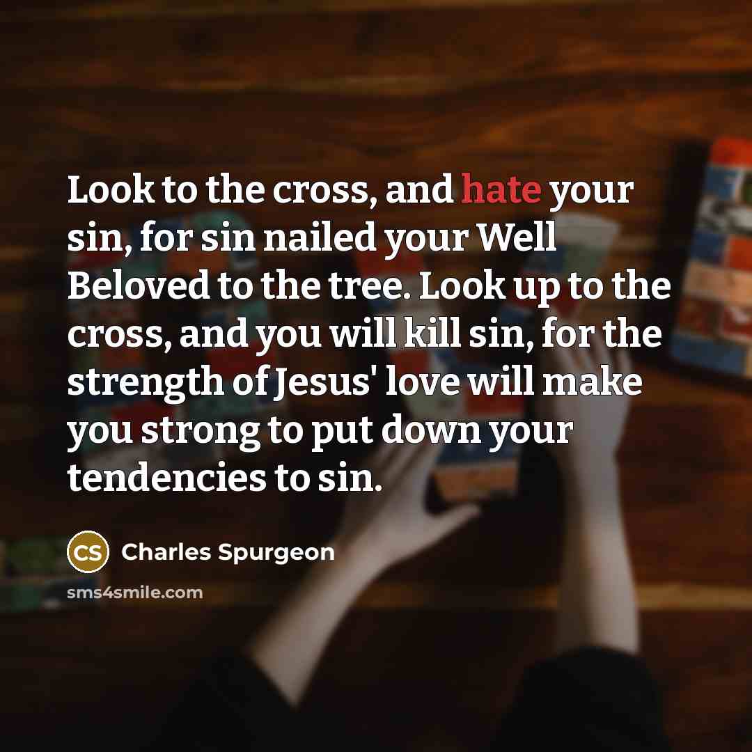 “Look to the cross, and hate your sin, for sin…” quote by Charles Spurgeon