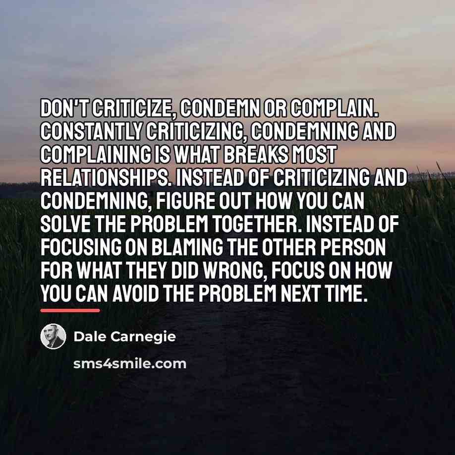 “Don't criticize, condemn or complain. Constantly criticizing, condemning and complaining…” quote by Dale Carnegie