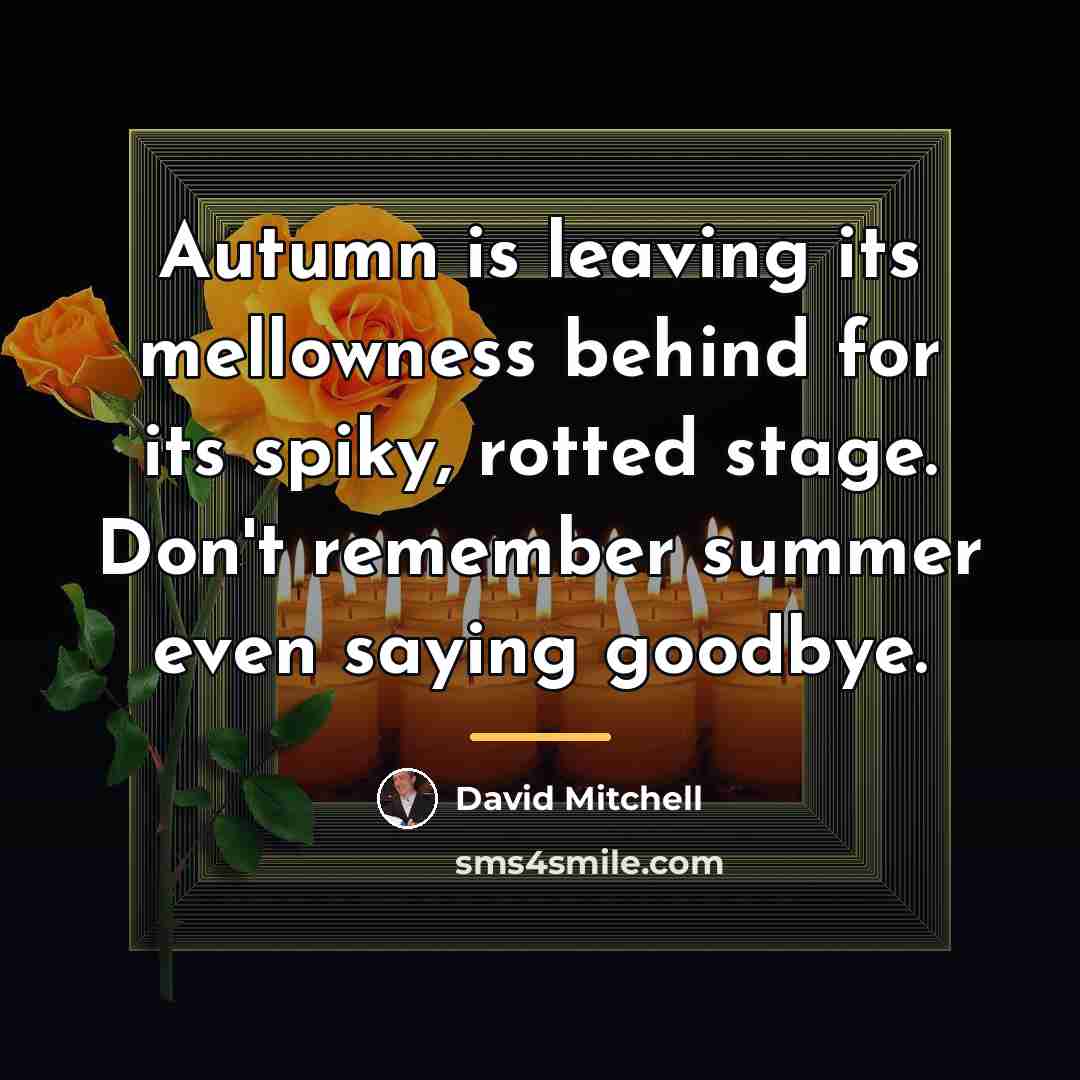 “Autumn is leaving its mellowness behind for its spiky, rotted…” quote by David Mitchell