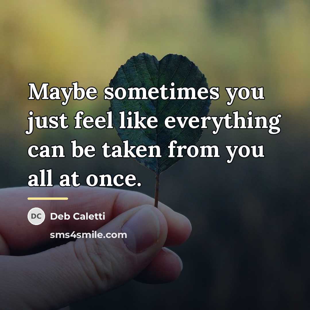 “Maybe sometimes you just feel like everything can be taken…” quote by Deb Caletti