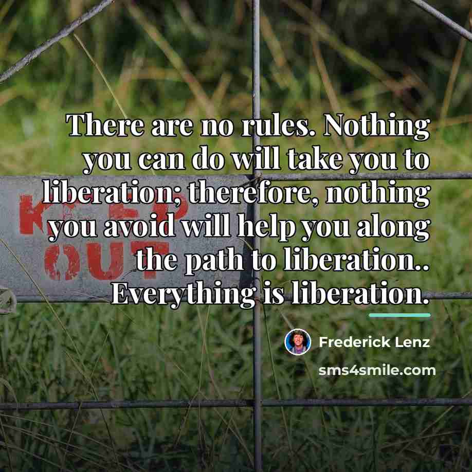 “There are no rules. Nothing you can do will take…” quote by Frederick Lenz