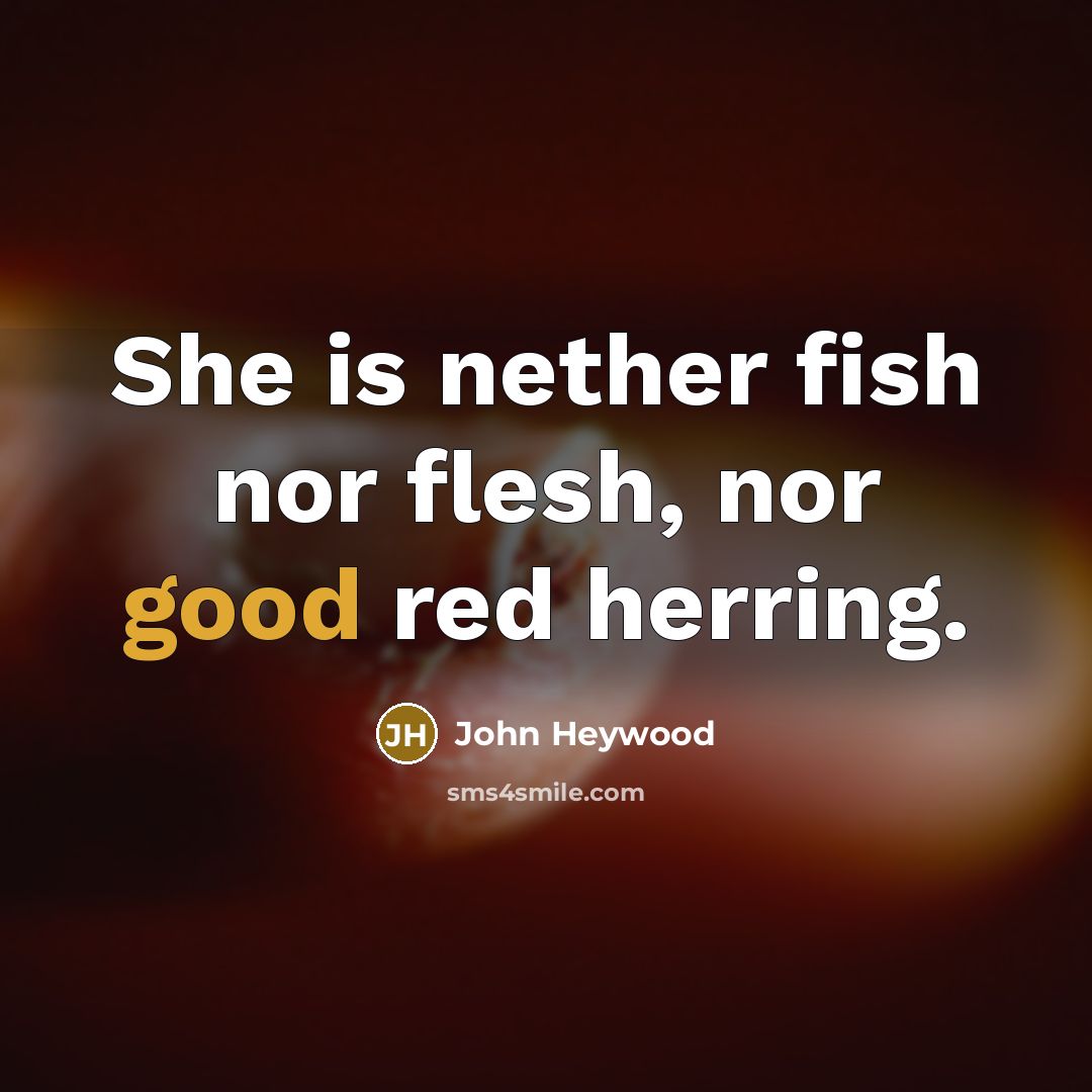 “She is nether fish nor flesh, nor good red herring.…” quote by John Heywood