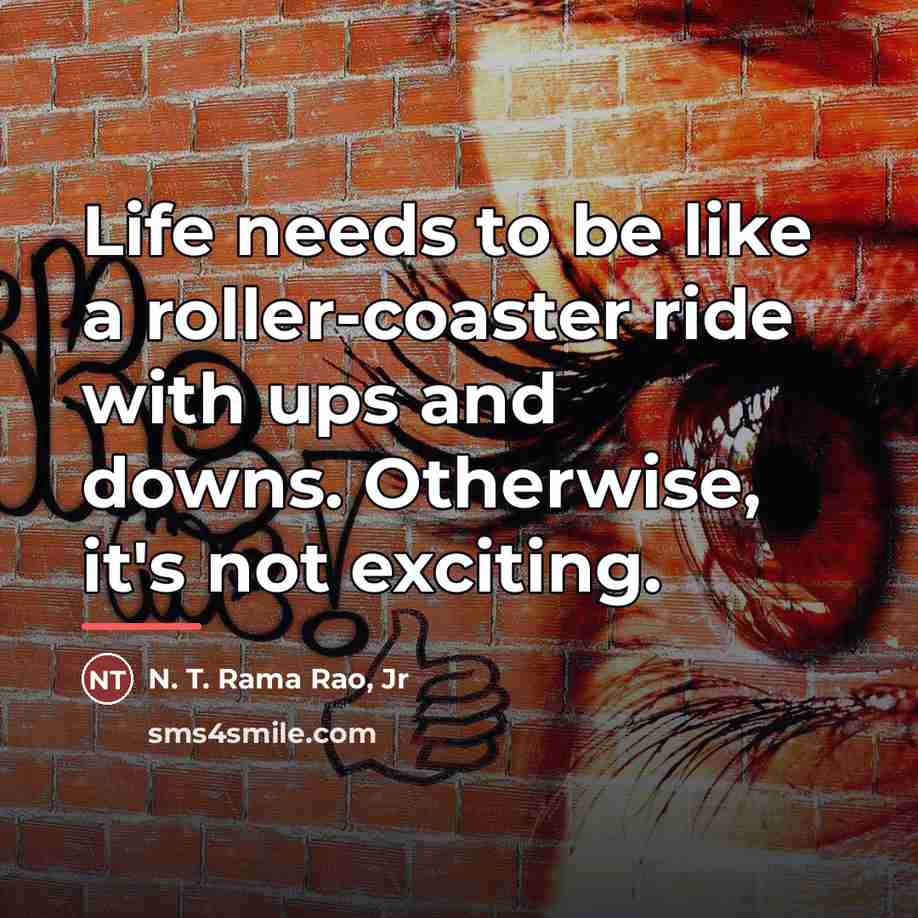 “Life needs to be like a roller-coaster ride with ups…” quote by N. T. Rama Rao, Jr