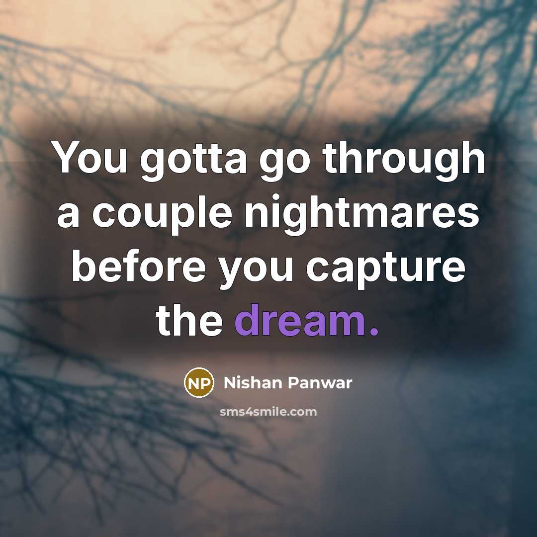 “You gotta go through a couple nightmares before you capture…” quote by Nishan Panwar