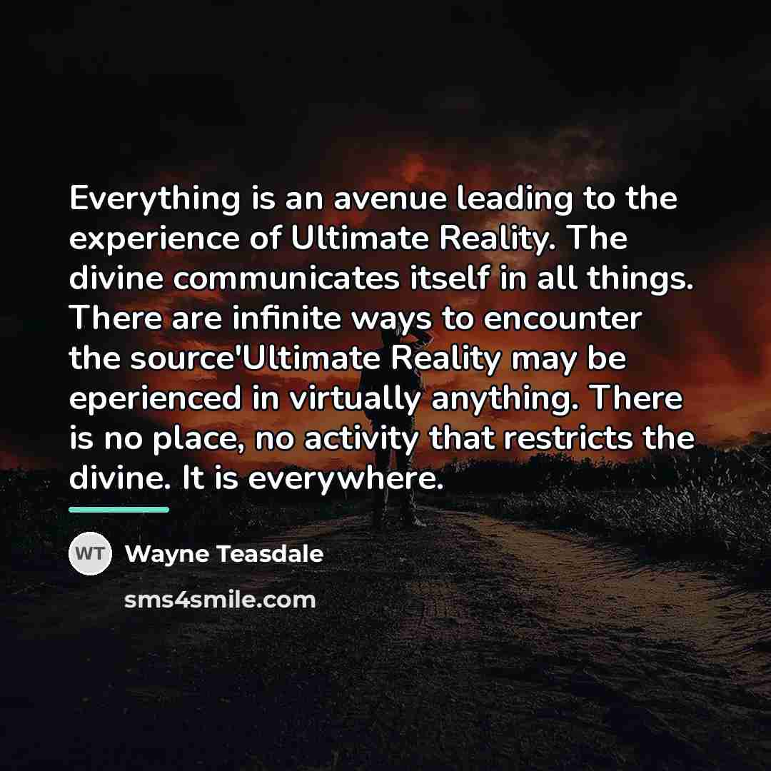 “Everything is an avenue leading to the experience of Ultimate…” quote by Wayne Teasdale