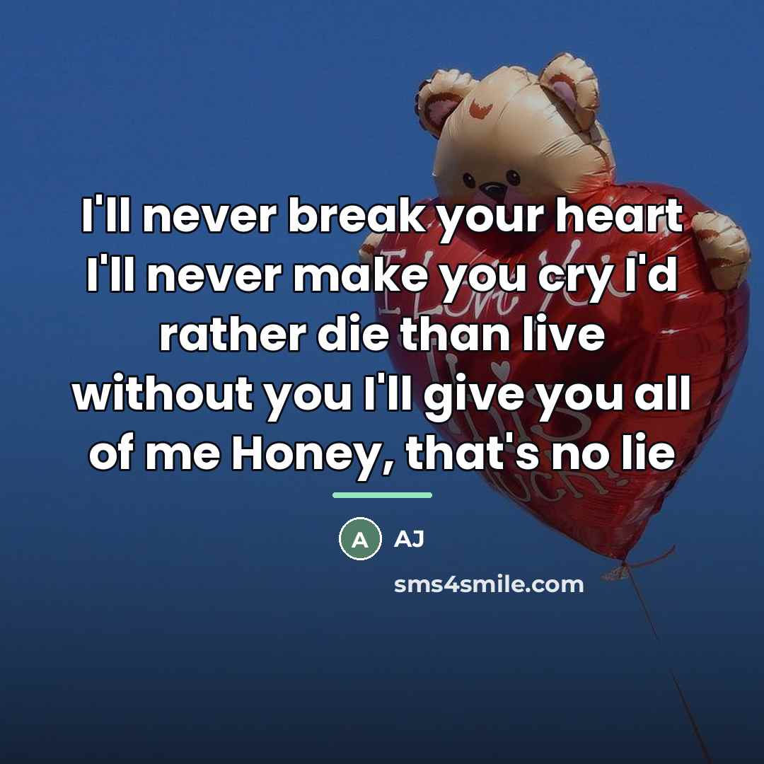 “I'll never break your heart I'll never make you cry…” quote by AJ