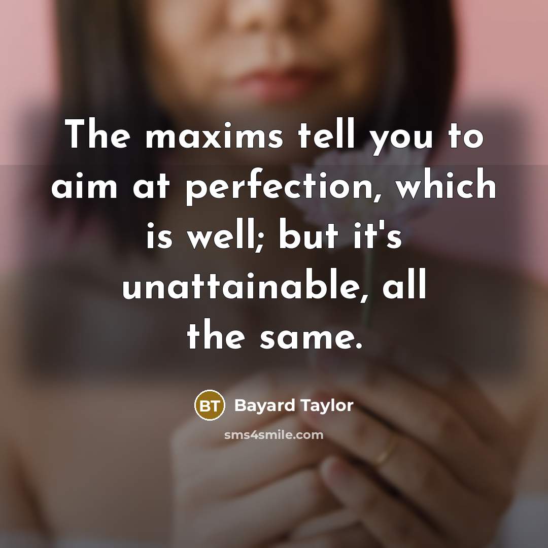 “The maxims tell you to aim at perfection, which is…” quote by Bayard Taylor
