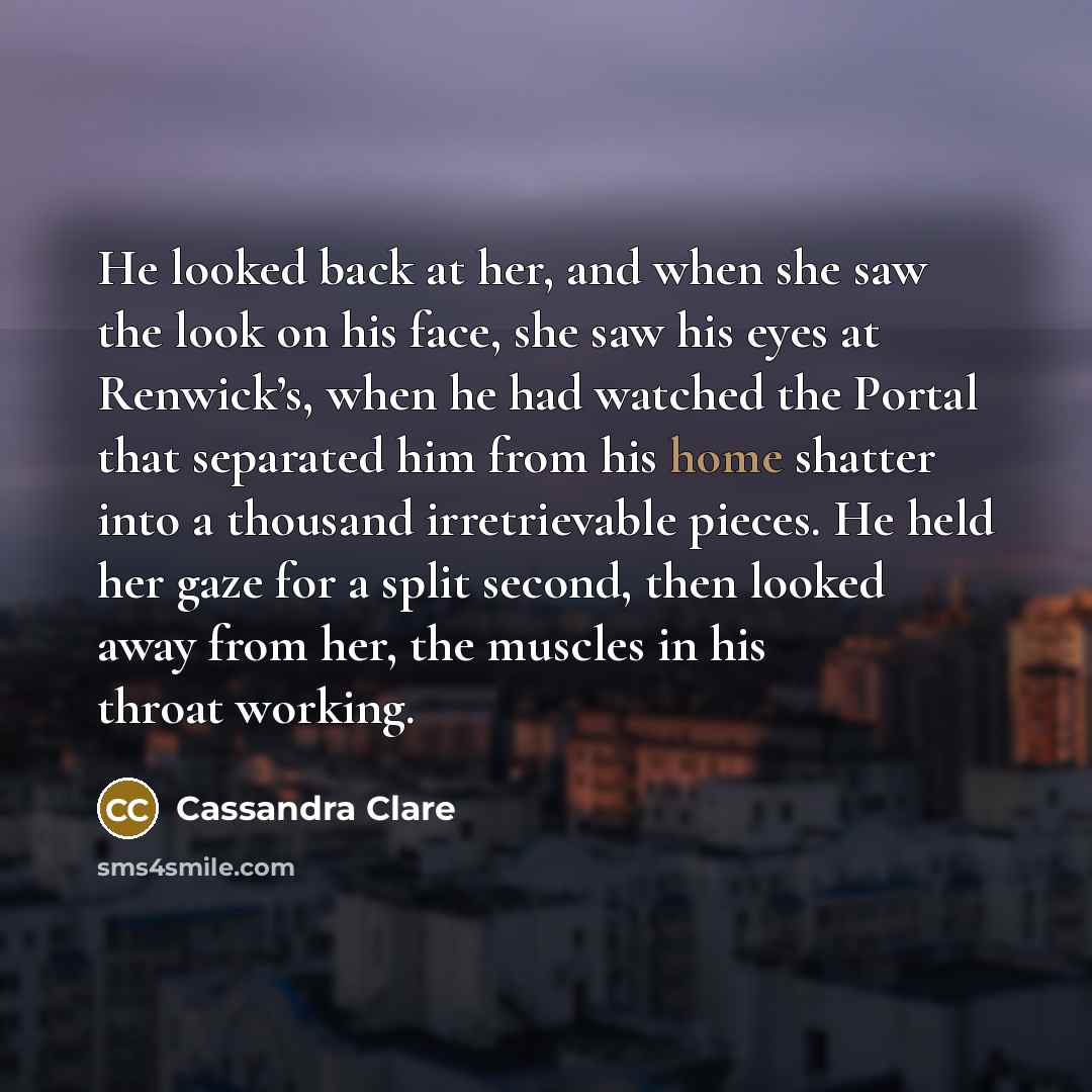 “He looked back at her, and when she saw the…” quote by Cassandra Clare