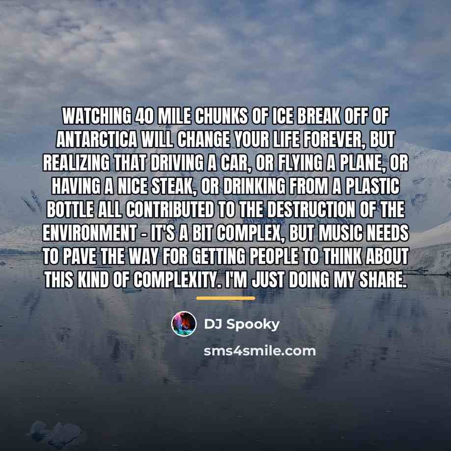 “Watching 40 mile chunks of ice break off of Antarctica…” quote by DJ Spooky